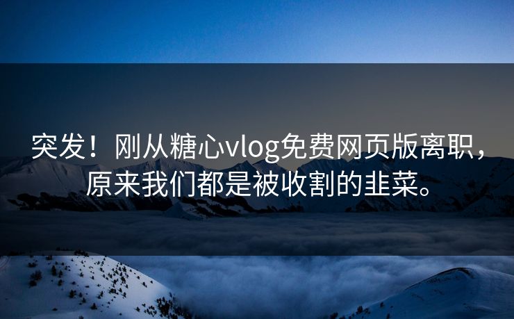 突发！刚从糖心vlog免费网页版离职，原来我们都是被收割的韭菜。